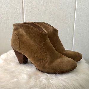 Tan suede ankle booties